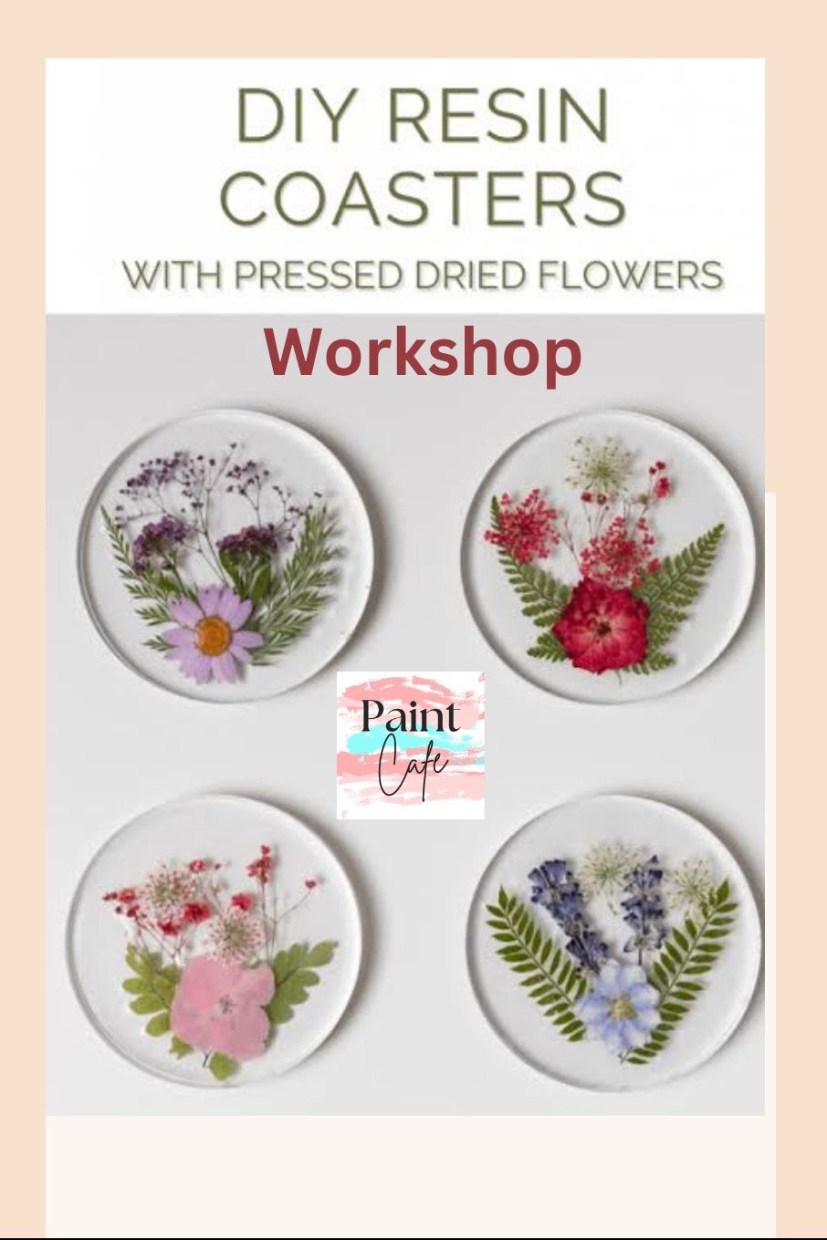 DIY Resin coasters with pressed flowers - 4 set